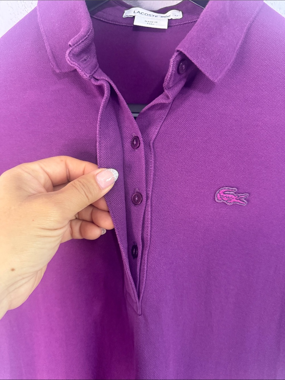 Lacoste Women Plum Purple Polo Shirt Dress Size 42/10 - Picture 4 of 9